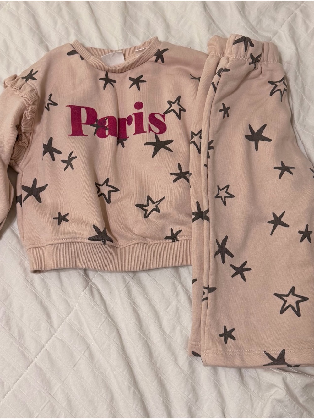 Zara Pink Paris Star Print Sweat Set